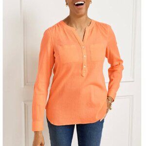 Talbots SOMERSET PEACH Gauze Band Collar Popover Blouse XL